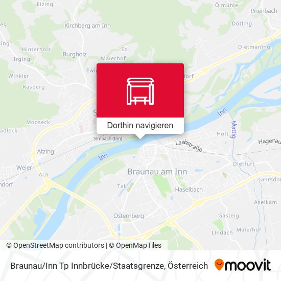 Braunau / Inn Tp Innbrücke / Staatsgrenze Karte