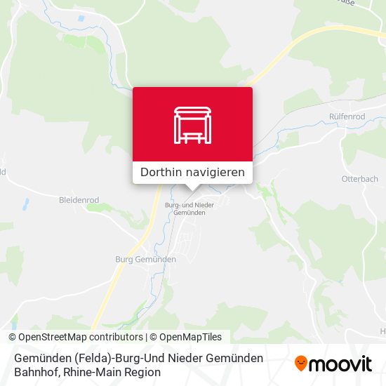 Gemünden (Felda)-Burg-Und Nieder Gemünden Bahnhof Karte