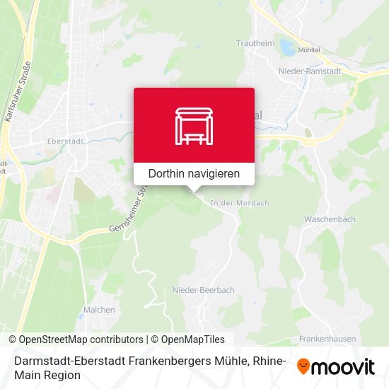 Darmstadt-Eberstadt Frankenbergers Mühle Karte