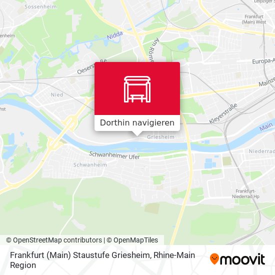 Frankfurt (Main) Staustufe Griesheim Karte