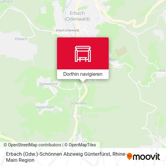 Erbach (Odw.)-Schönnen Abzweig Günterfürst Karte