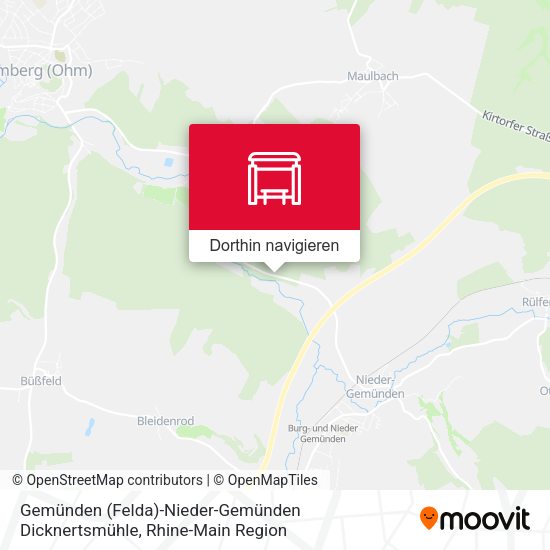 Gemünden (Felda)-Nieder-Gemünden Dicknertsmühle Karte