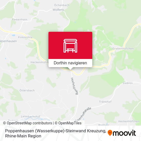 Poppenhausen (Wasserkuppe)-Steinwand Kreuzung Karte