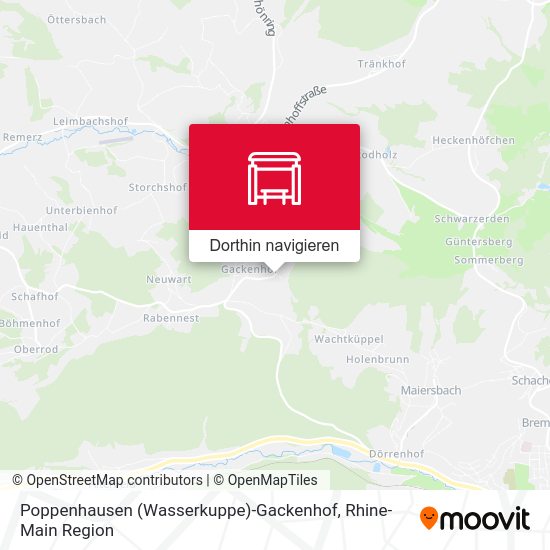Poppenhausen (Wasserkuppe)-Gackenhof Karte