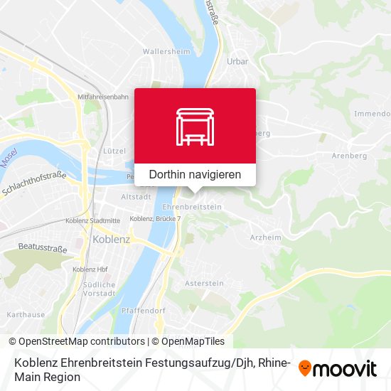 Koblenz Ehrenbreitstein Festungsaufzug / Djh Karte