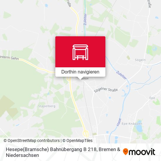 Hesepe(Bramsche) Bahnübergang B 218 Karte