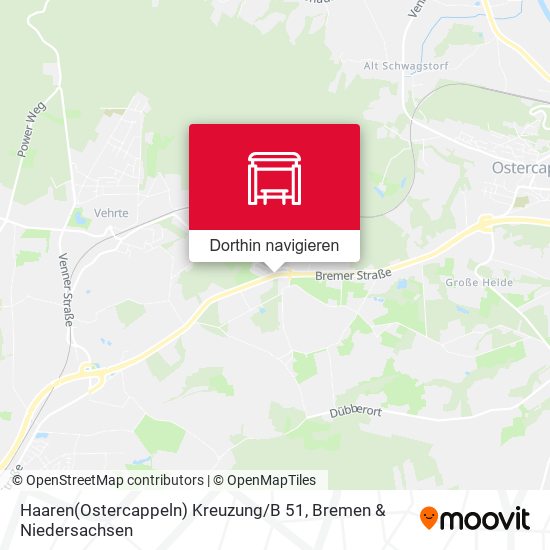 Haaren(Ostercappeln) Kreuzung / B 51 Karte