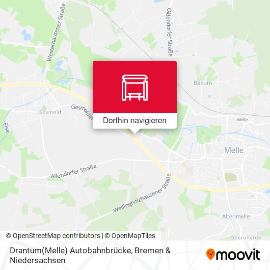 Drantum(Melle) Autobahnbrücke Karte