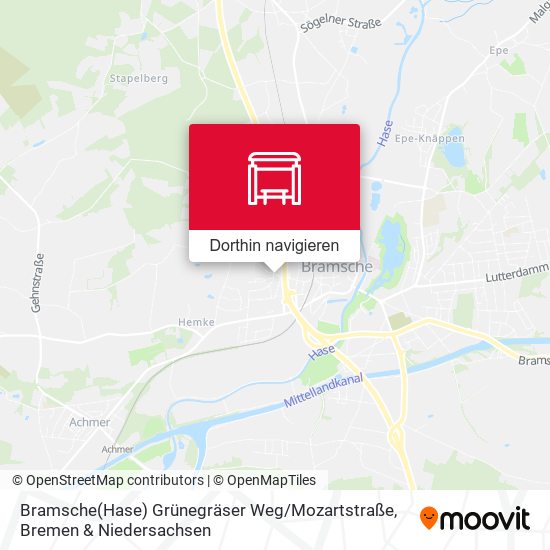 Bramsche(Hase) Grünegräser Weg / Mozartstraße Karte