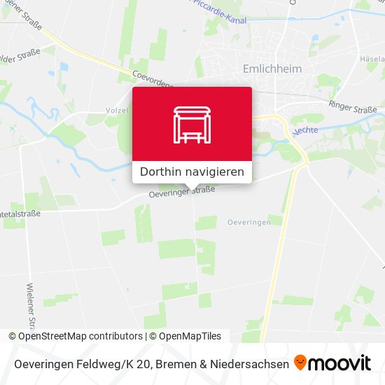 Oeveringen Feldweg/K 20 Karte