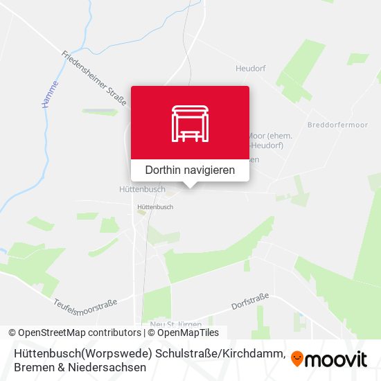 Hüttenbusch(Worpswede) Schulstraße / Kirchdamm Karte