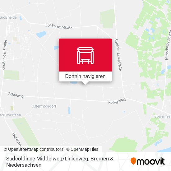 Südcoldinne Middelweg / Linienweg Karte