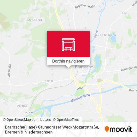 Bramsche(Hase) Grünegräser Weg / Mozartstraße Karte