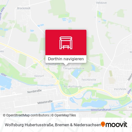 Wolfsburg Hubertusstraße Karte