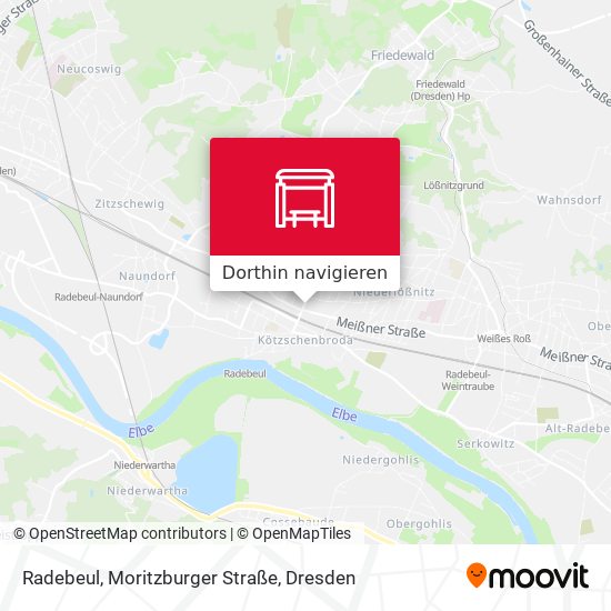 Radebeul, Moritzburger Straße Karte