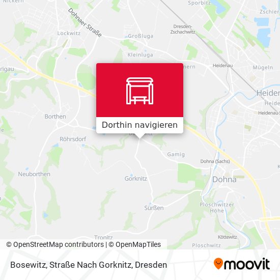 Bosewitz, Straße Nach Gorknitz Karte