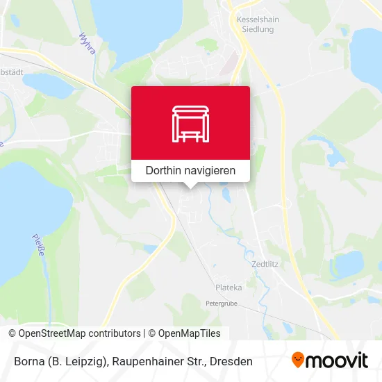 Borna (B. Leipzig), Raupenhainer Str. Karte