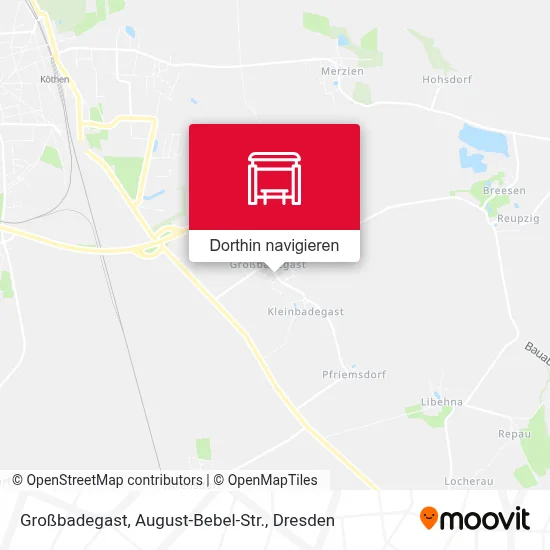 Großbadegast, August-Bebel-Str. Karte