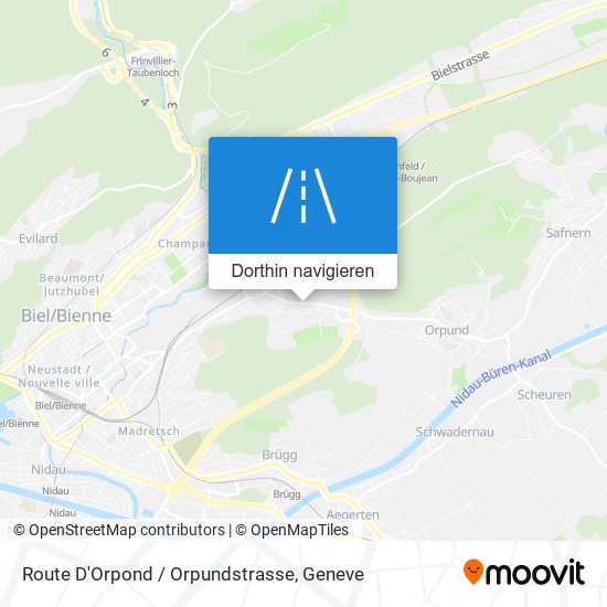 Route D'Orpond / Orpundstrasse Karte