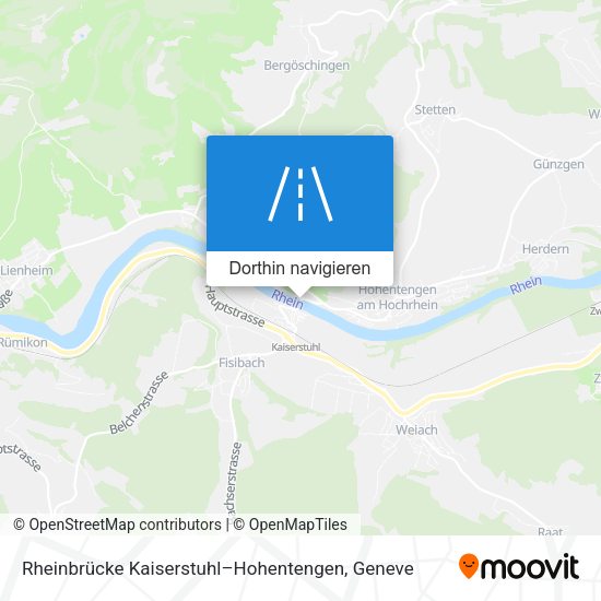 Rheinbrücke Kaiserstuhl–Hohentengen Karte