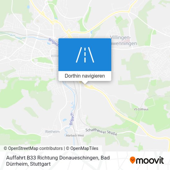 Auffahrt B33 Richtung Donaueschingen, Bad Dürrheim Karte