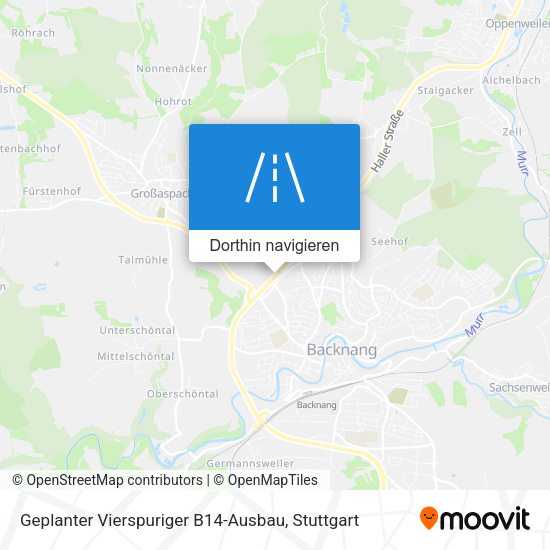 Geplanter Vierspuriger B14-Ausbau Karte