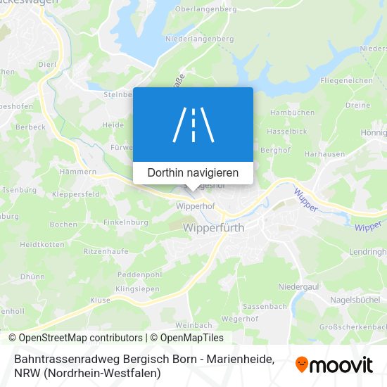 Bahntrassenradweg Bergisch Born - Marienheide Karte
