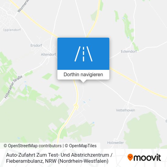 Auto-Zufahrt Zum Test- Und Abstrichzentrum / Fieberambulanz Karte