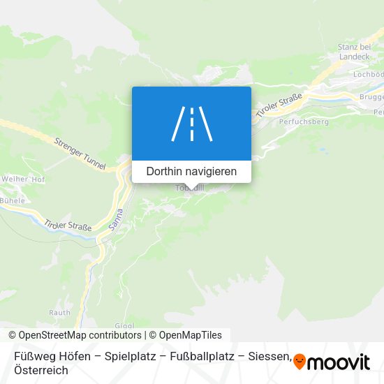 Füßweg Höfen – Spielplatz – Fußballplatz – Siessen Karte