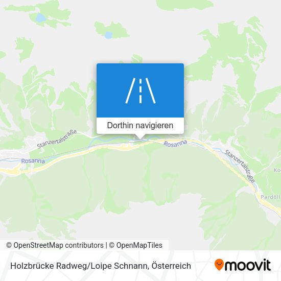 Holzbrücke Radweg / Loipe Schnann Karte