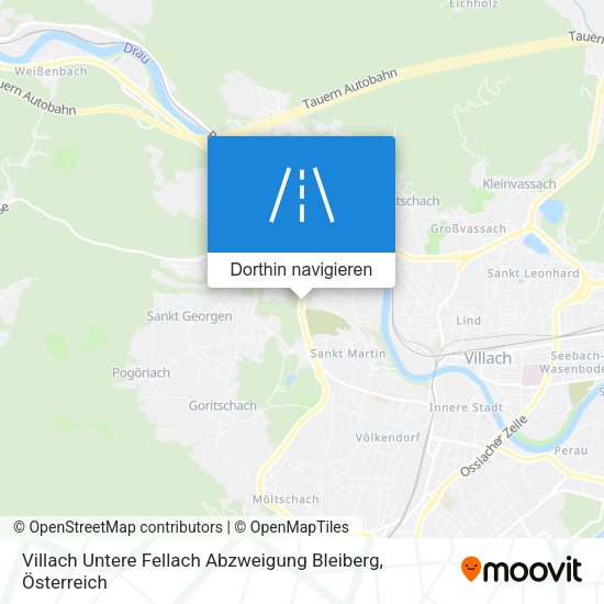 Villach Untere Fellach Abzweigung Bleiberg Karte