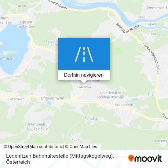 Ledenitzen Bahnhaltestelle (Mittagskogelweg) Karte