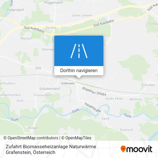 Zufahrt Biomasseheizanlage Naturwärme Grafenstein Karte
