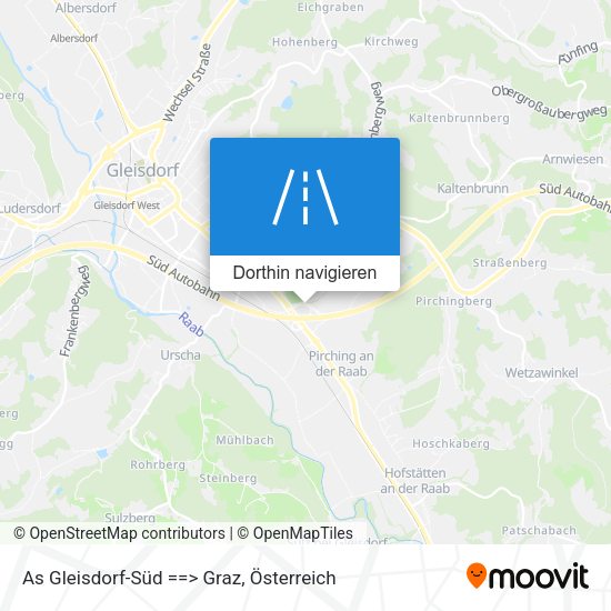 As Gleisdorf-Süd ==> Graz Karte