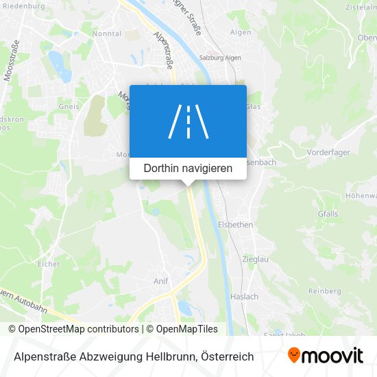 Alpenstraße Abzweigung Hellbrunn Karte