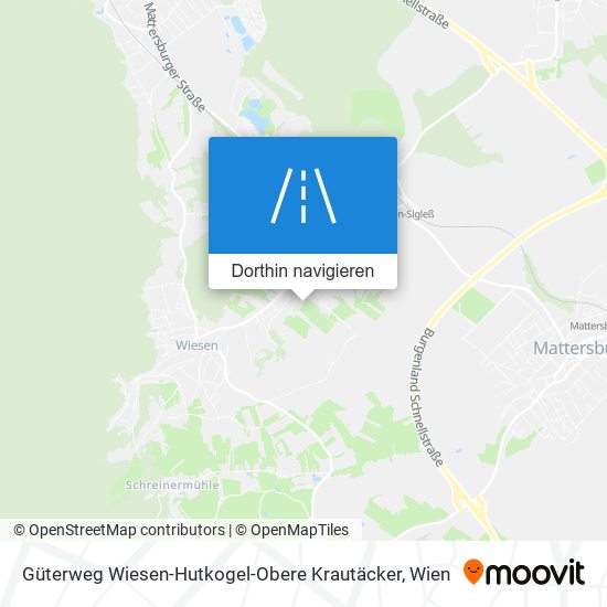 Güterweg Wiesen-Hutkogel-Obere Krautäcker Karte