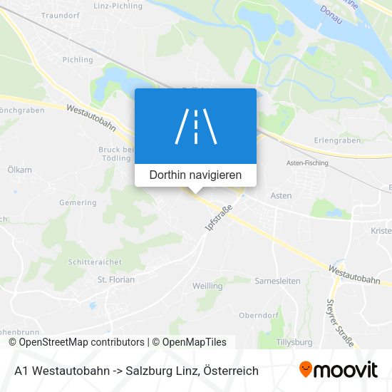 A1 Westautobahn -> Salzburg Linz Karte