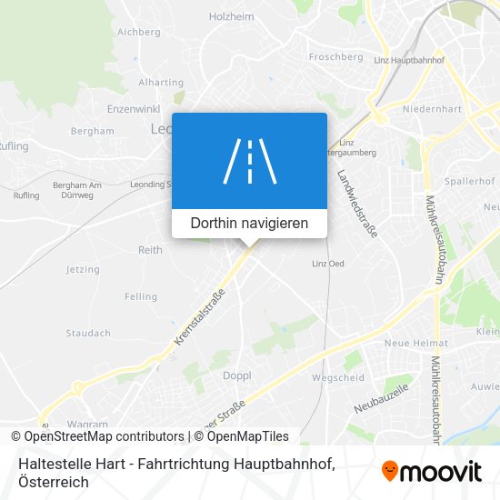 Haltestelle Hart - Fahrtrichtung Hauptbahnhof Karte