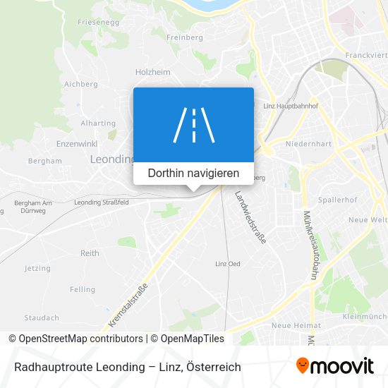 Radhauptroute Leonding – Linz Karte