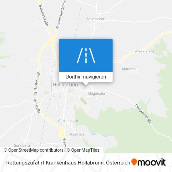 Rettungszufahrt Krankenhaus Hollabrunn Karte