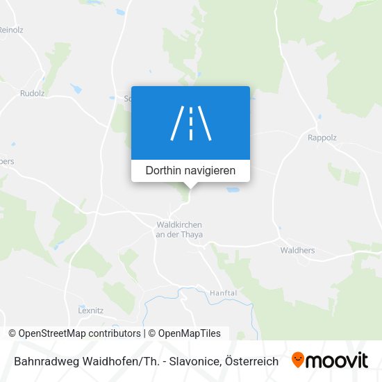 Bahnradweg Waidhofen / Th. - Slavonice Karte