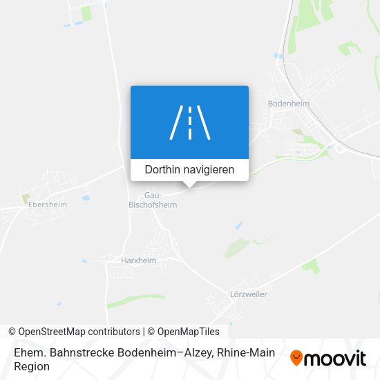 Ehem. Bahnstrecke Bodenheim–Alzey Karte