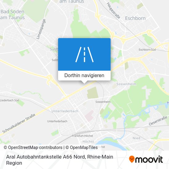 Aral Autobahntankstelle A66 Nord Karte
