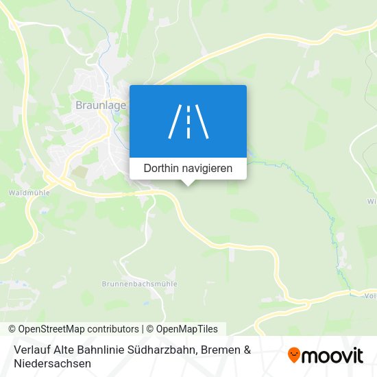 Verlauf Alte Bahnlinie Südharzbahn Karte