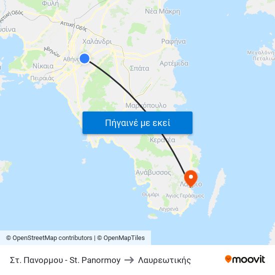 Στ. Πανορμου - St. Panormoy to Λαυρεωτικής map