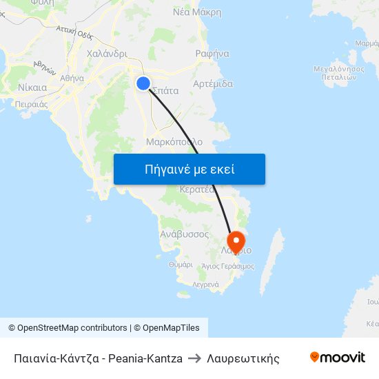 Παιανία-Κάντζα - Peania-Kantza to Λαυρεωτικής map