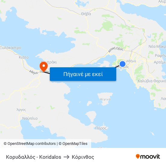 Κορυδαλλός - Koridalos to Κόρινθος map
