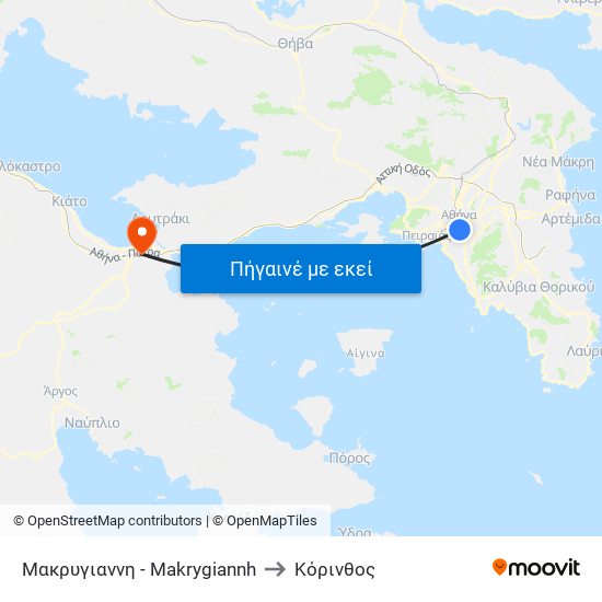 Μακρυγιαννη - Makrygiannh to Κόρινθος map