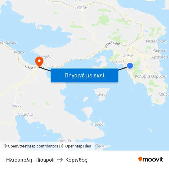 Ηλιούπολη - Ilioupoli to Κόρινθος map