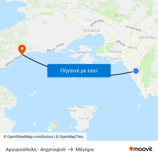 Αργυρούπολη - Argyroupoli to Μέγαρα map